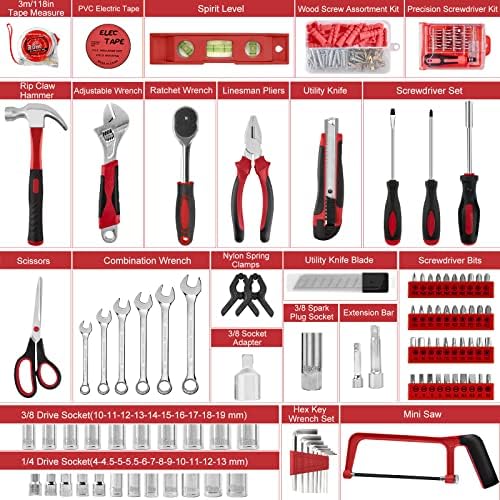 Sundpey Home Tool Kit 257 -PCS - Ferramenta de reparo básica da família Conjunto de ferramentas para homens