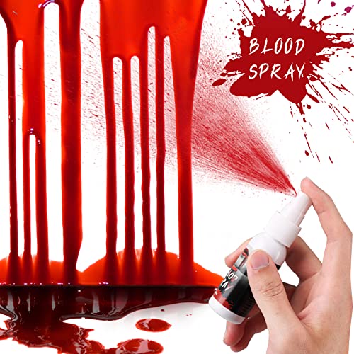 2 PCs Spray de sangue falso - Spray de maquiagem respingos de sangue de Halloween para roupas, spray de
