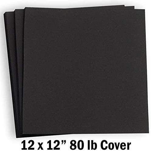 Hamilco Black Colored Cardstock Scrapbook Papel 12x12 PESO PESADO 80 LB CARTÃO DE COBERTURA -