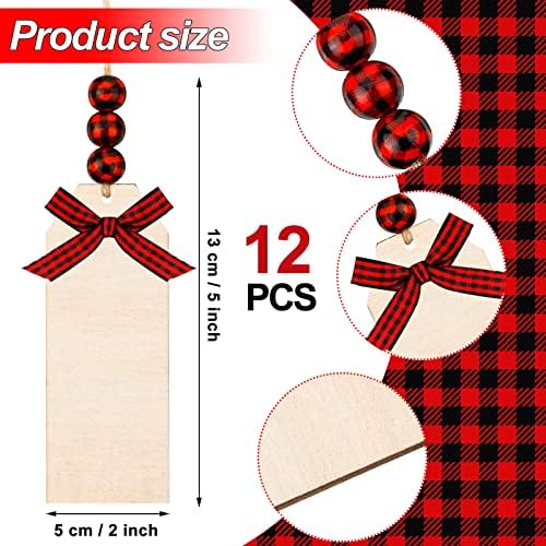 12 PCs Nome de estoque de Natal Tags tags de madeira inacabada Tags personalizadas de madeira em