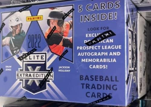 2022 Panini Elite Extra Edition Baseball Factory selou Blaster Box 2 Auto, 5 cartões em todos os paralelos cor