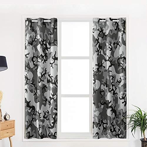 Cortinas/cortinas de blecaute para crianças quarto preto e cinza Padrão de camuflagem Tratamentos
