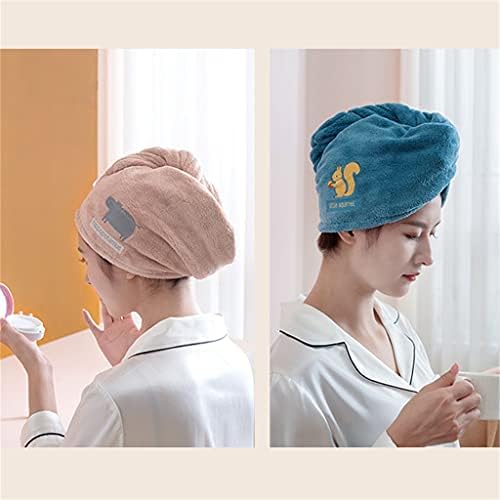 Yfqhdd chapéu de secagem de cabelo feminino desenho animado forte absorvente de secagem rápida espessamento