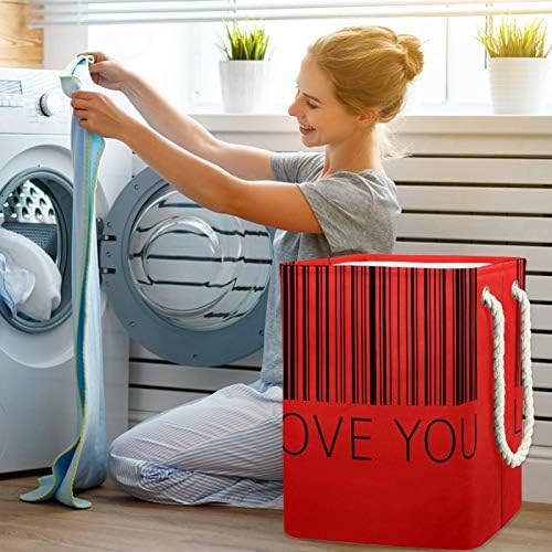 Mapolo Laundry Testper Love You Código de barras Code cesto de armazenamento de lavanderia dobrável
