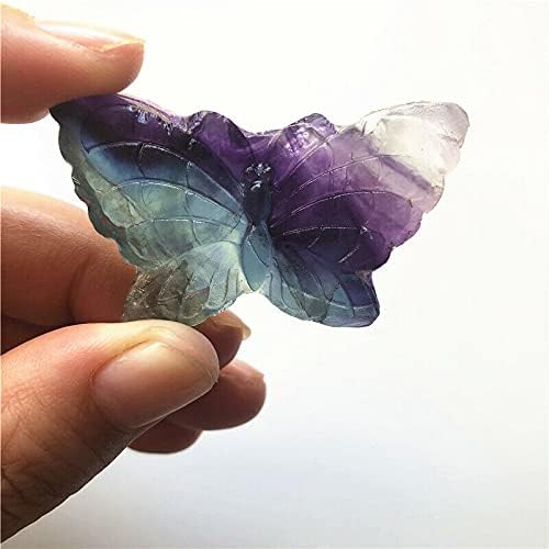 Laaalid xn216 1pcs fluorita natural cristal borboleta mão esculpida coleção de pedras preciosas reiki curando