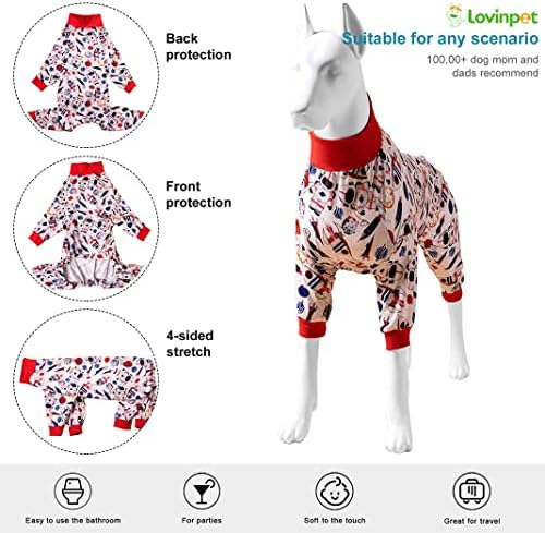Pijamas de cão grande de Lovinpet - estampas espaciais de neve, pulôver leves pijamas de cachorrinho grande, pjs