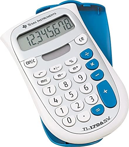 Texas Instruments TI1706SV TI-1706SV Calculadora de bolso portátil, LCD de 8 dígitos
