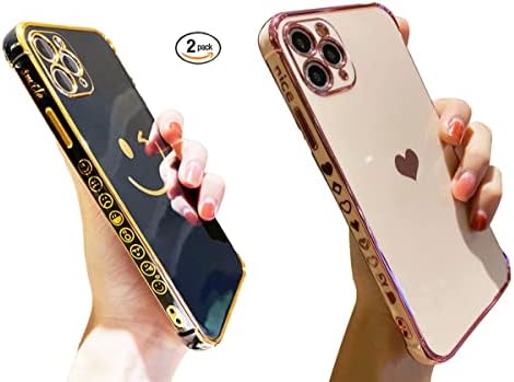 GDDJONG compatível para iPhone 11 Case, Luxo Smile Face e Love Heart Phone Case para mulheres meninas,