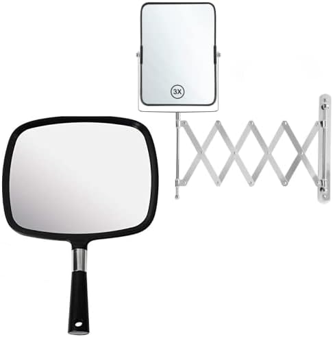 Espelho montado na parede do banheiro para barbear e maquiagem, ampliação de 3x / 1x de dupla