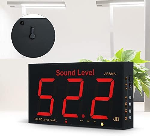 Medidor de nível de som com tela cheia de LCD grande, medidor de ruído montado na parede, medidor
