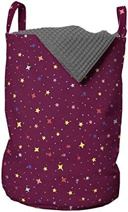 Bolsa de lavanderia estrela de Ambesonne, padrão simplista inspirado no espaço de estrelas coloridas e pontos