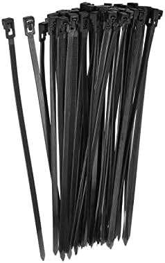 Cabos de cabo de rebocada de cabo de nylon envolventes, [para casa, garagem e uso diário] - 8x0,19 polegadas / preto / 40pcs