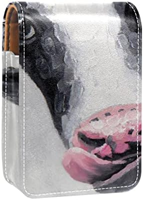 Mini estojo de batom com espelho para bolsa, Organização do suporte de casos portáteis de pintura de vaca
