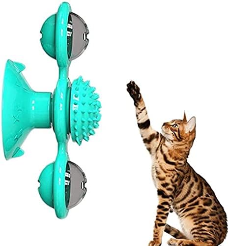 Interação do brinquedo de gato moinho de vento portátil escova de cabelo corrooming derramando massagem copo de sucção de gatos de gatos de pomurno brinquedo de treinamento