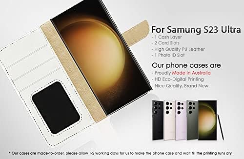 Para Samsung S23 Ultra, para Samsung Galaxy S23 Ultra, capa de capa de carteira de flip de flip, A23243 Elefante Resumo 23243