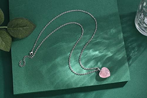 Colar de quartzo rosa colar de cristal colares coração amor cristais reais energia energia para mulheres presentes
