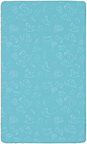 Folha de berço com tema de avião do berçário, lençol de berço de colchão de berço padrão, folha de berço macia e elástica - folha de bebê para meninas meninas, 28 “x52“, azul branco