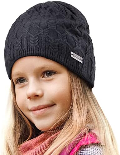 Ladybro Winter Hats for Girls 10-12 Feianos quentes macios Cap de caveira Caps de caveira Caps de malha