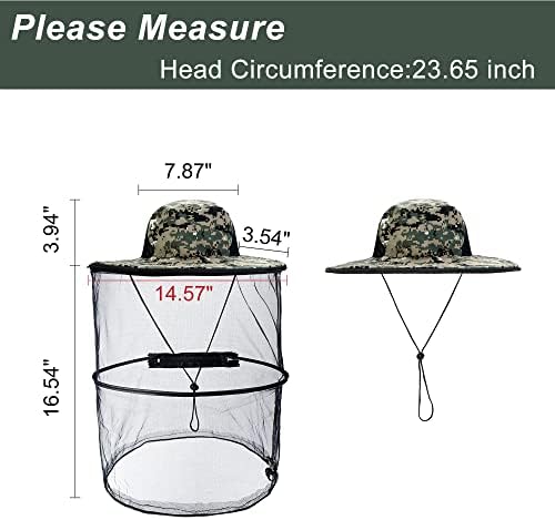 Lpraer mosquito hap -hap chapéu de sol chapéu de balde com malha de rede escondida removível
