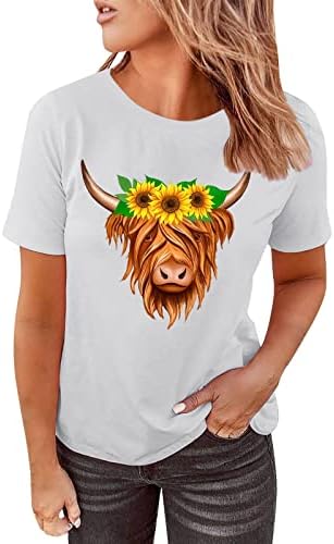Camiseta para mulheres, engraçado fofo de gado alta da planta de gado