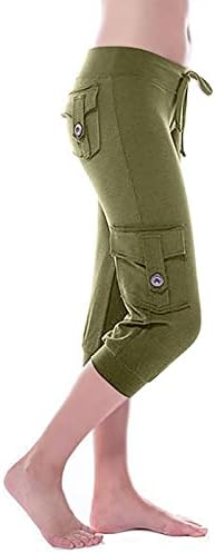 Calças de Hvyesh Capri para mulheres Capri Leggings High Wassit Stretch Casual Caprics Pants With Pockets Summer Cropped Troushers
