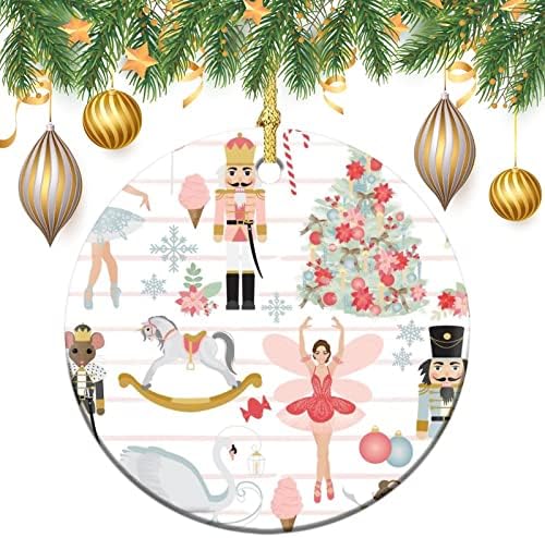 Ornamentos de árvores de Natal de sonho de quebra -nozes pendurados decorações de cerâmica Round Round Sulir.