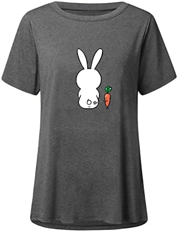 Camisas de Páscoa de tamanho grande para feminino Funny Bunny Print Graphic Tee Summer Summer Sleeve Tshirt