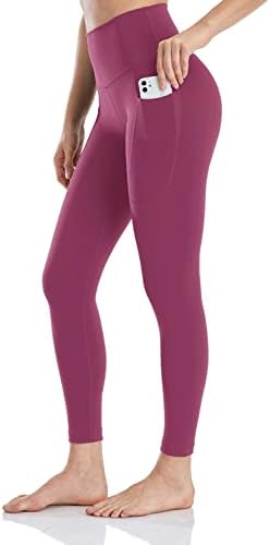 Heynuts essencial 7/8 leggings com bolsos laterais para mulheres, calças de ioga de compressão de cintura alta