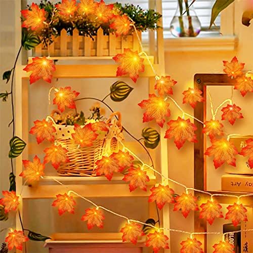 Decoração de outono decorações de ação de graças guirlanda de outono iluminada para casa [32,8 pés 80 LED], Ação