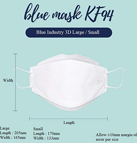 Indústria azul kf94 3d grande/branco [10pcs] embalado individualmente