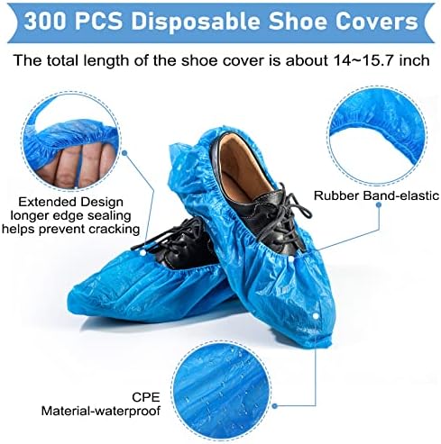 Capas de sapatos descartáveis ​​da unittype 300 tampas de sapatos CPE Tampas de bota CPE Non Slip com 1 tampas de sapatos Caixa de armazenamento de caixa com Remova ou tampa Sapatos de sapatos para chuva, interior, mulheres, homens