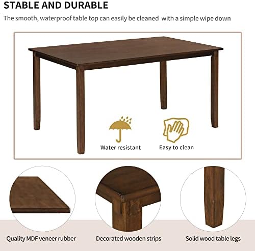 Mesa de jantar de cozinha de madeira de 6 peças Merax Conjunto com 4 cadeiras de tecido e banco,