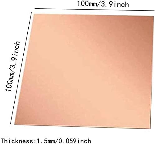 Placa de cobre de cobre de folha de cobre de metal Sogudio 6 6 tamanhos diferentes de 1,5 mm para