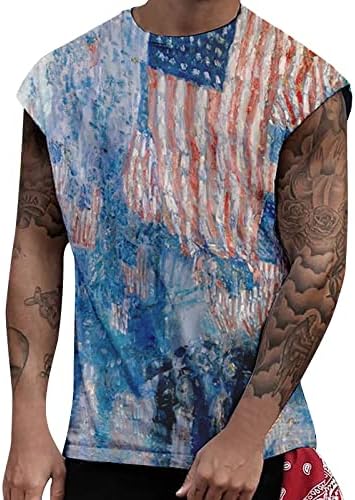 Ruiruilico patriótico camisetas para homens America Flag de verão Casual Camisetas curtas Camisetas
