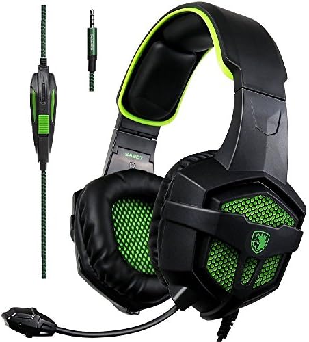 Sades SA807GREEN Over-Ear Bass Gaming Headsets fones de ouvido para o novo laptop do Xbox One PS4 PC Mac Mobile, Black & Green