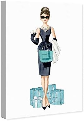 The Oliver Gal Artist Co. Oliver Gal 'Diamond Breakfast Shopping' Teal Fashion Wall Art Print Premium Canvas