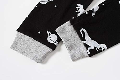 Polshion Little Boys Pijamas Sets Glow in Dark Dinosaur algodão 2 peças roupas de criança crianças