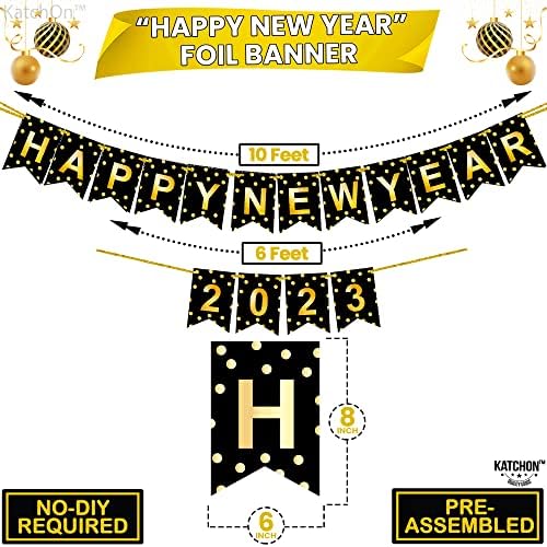 Banner brilhante e feliz de ano novo 2023-10 pés, sem bricolage | NYE Decorações 2023 | Feliz Ano
