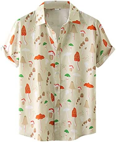 Camisas casuais do ZDDO Mens, verão de manga curta de manga de cogumelo para baixo camisa para homens