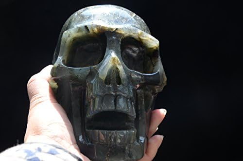 Giant Blue Labradorita Crystal Quartz Singing Skull Skeleton Carving Realistic 6,06 polegadas 5,36 lb Reiki