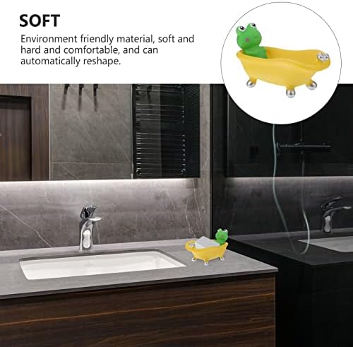 Suporte de louco de sapo Doitool para chuveiro, mini banheira de banheira de sabão em forma de sabão em forma de sapa decorativa para vaidades do banheiro, bancadas de esponja