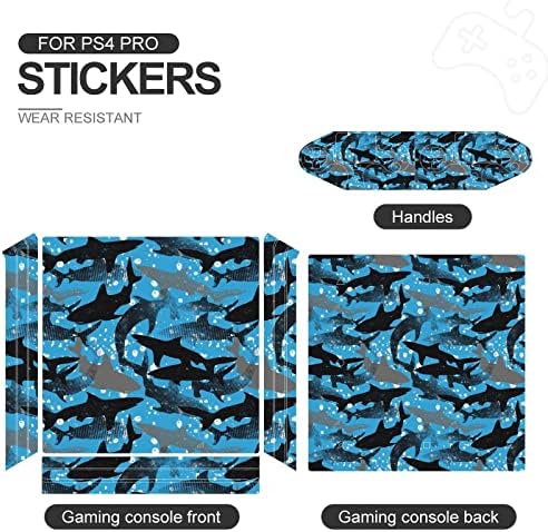 Abstract Sharks Stick Skin para PS-4 Slim Console e Controller Wrap Full Skin Protector Cover Compatível