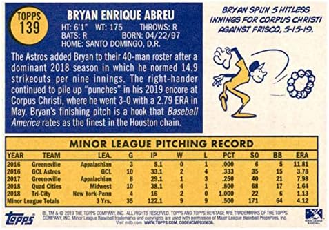 2019 Topps Heritage Menors 139 Bryan Abreu RC Rookie Corpus Christi Hooks Cartão de comércio de beisebol