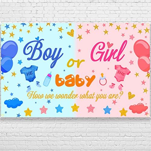 Banner de decoração de revelação de gênero, grande menino ou sinal de banner de meninas, gênero