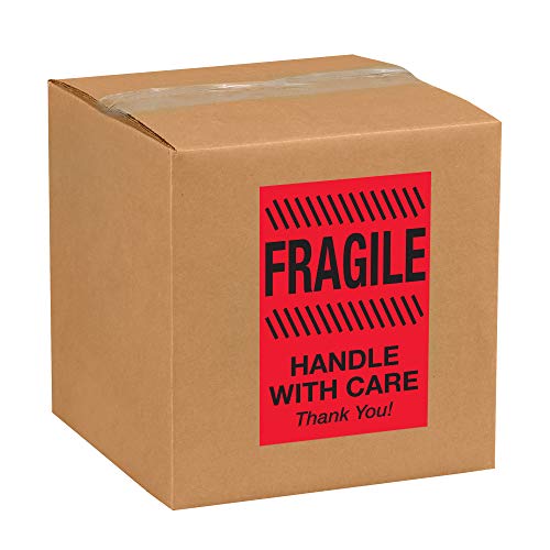 Etiquetas de fita Logic®, frágil - manipulam com cuidado , 4 x 6 , vermelho fluorescente, 500/rolo
