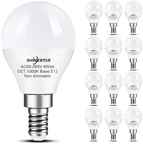 Lâmpadas de ventilador de teto de 12 pacote Shinestar, base pequena, 120V 60W equivalente, lâmpada LED E12,