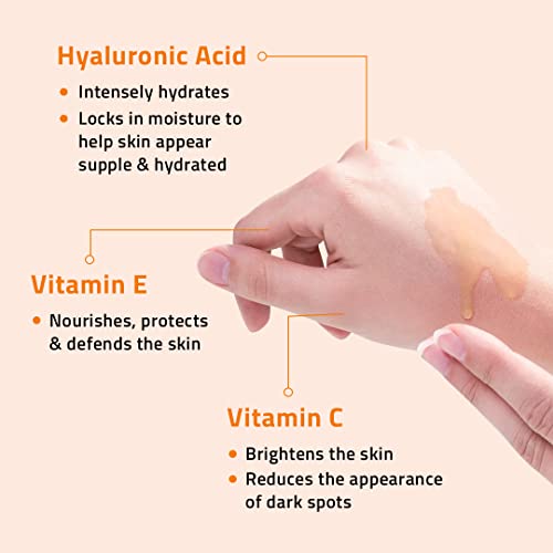 Serum de vitamina C para rosto com ácido hialurônico, soro anti -envelhecimento, soro de vitamina C para