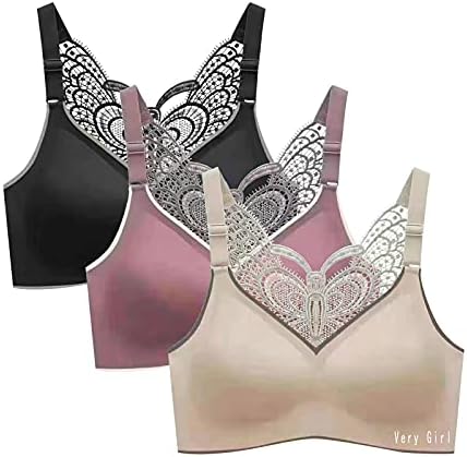 Mulheres da moda Sexy Lace Bralettes V Strap de pescoço Everyday Butterfly Bra com almofadas