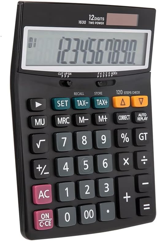 Calculadora MJWDP 120 Etapas Verifique as calculadoras de imposto de 12 dígitos Bateria e Solar Office Dual