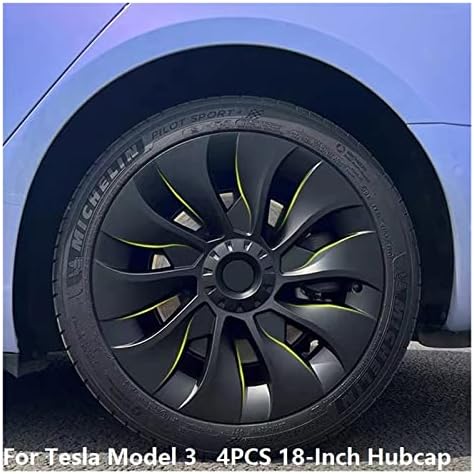 4pcs de 18 polegadas Whirlwind Hubcap Compatível com Tesla Modelo 3 2018 2019 2020 2021 2022 Tampa